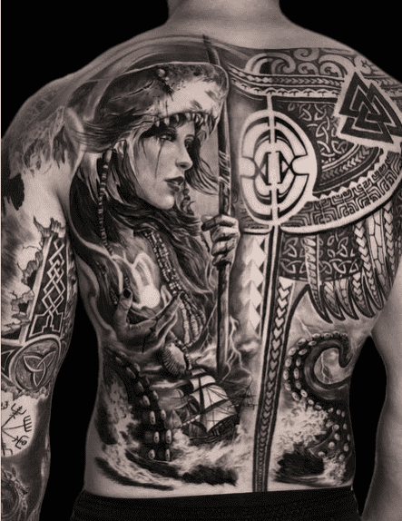Khmer Apsara & 5 Headed Naga (@shiyu_tattoo at Monkey King Tattoo,  Vancouver, Canada) : r/irezumi