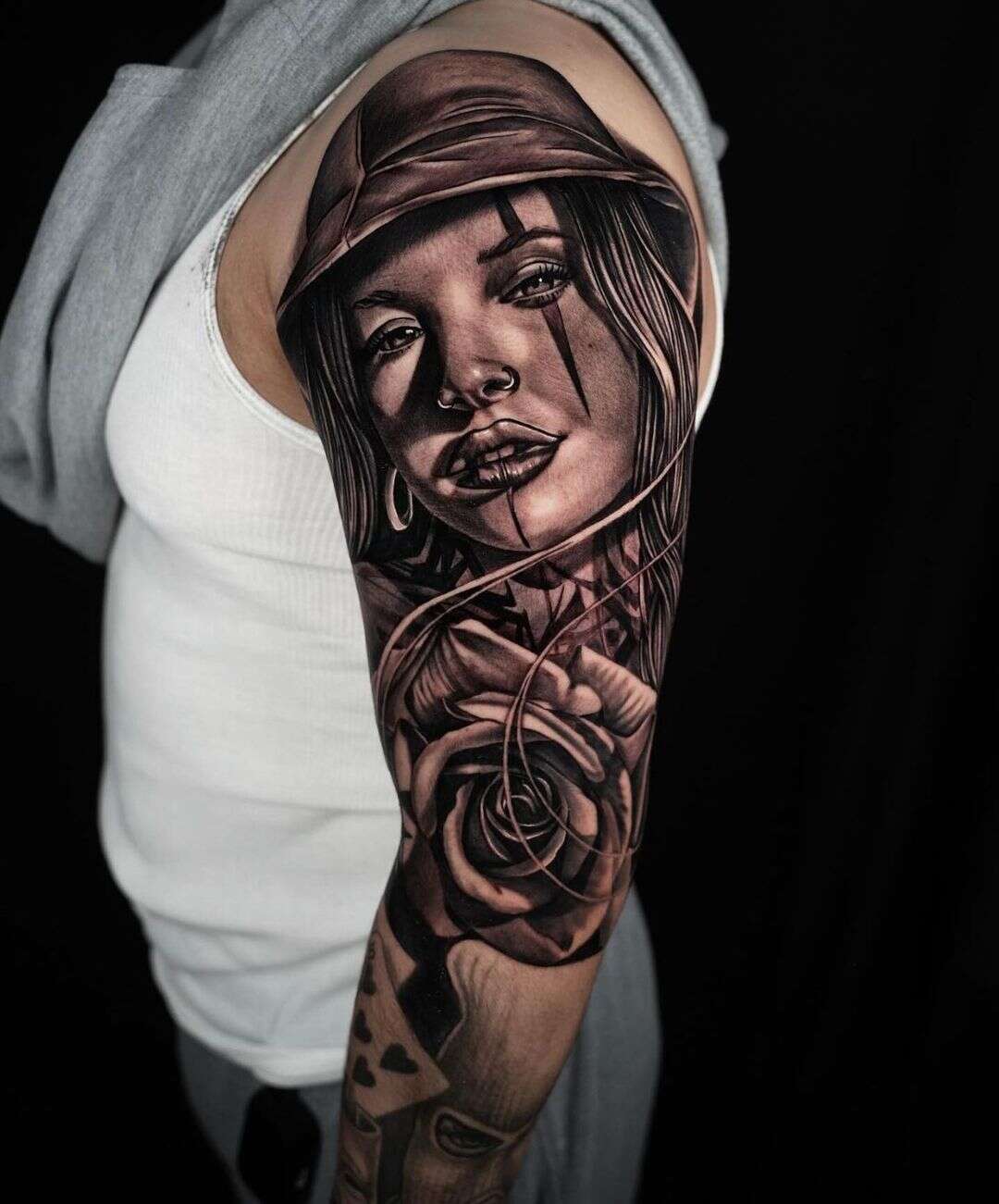 Steph - Black Magic Tattoo Studio - Loved doing this gangster girl forearm  portrait for Tom today! Finishing up around the back to complete his  existing sleeve next time 🖤 | Facebook